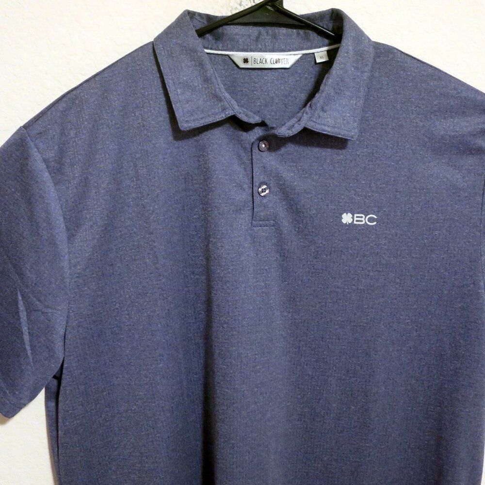 Black Clover Shirt Mens XL Short Sleeve Golf Performance Polo Dark Blue